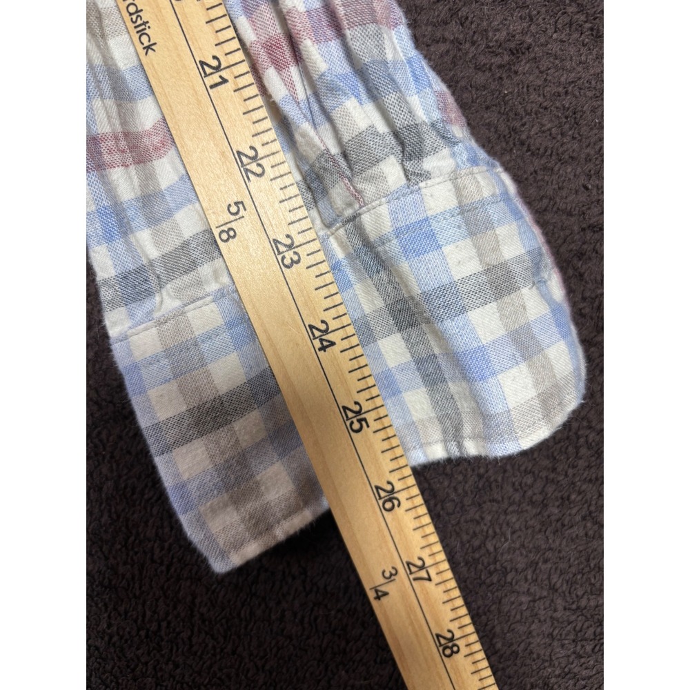 Peter Millar Mens Large Blue Red Plaid Long Sleeve 100% Cotton Button Down Shirt - Picture 7 of 8